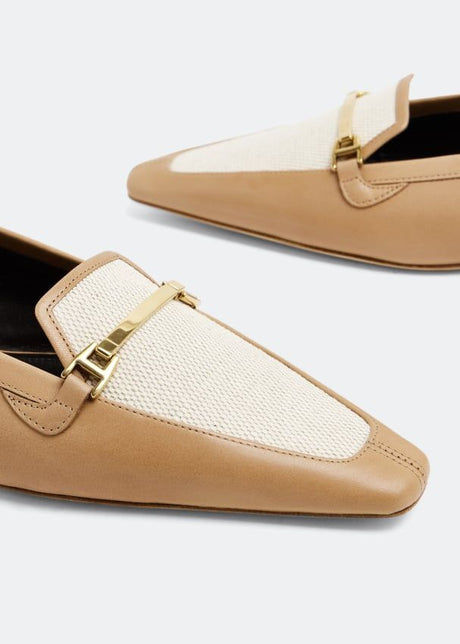 SAINT LAURENT Elegant Pointed Toe Loafers with Golden Bit - SS24 Collection