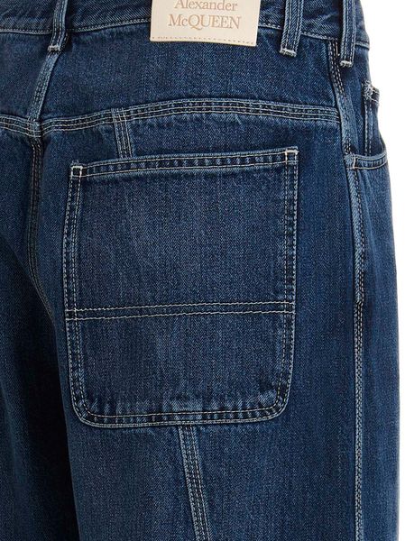 ALEXANDER MCQUEEN Loose Fit Blue Cotton Jeans for Men - SS23 Collection