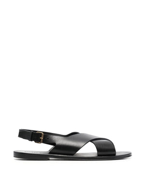 SAINT LAURENT Men's Crisscross Leather Sandals