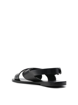 SAINT LAURENT Men's Crisscross Leather Sandals