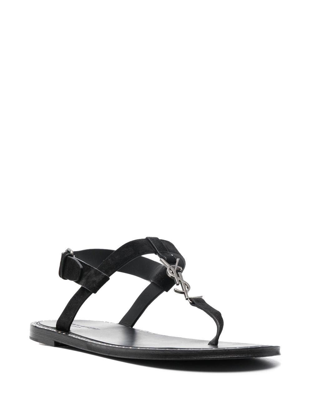 SAINT LAURENT Nero Leather Sandals for Men - FW23 - Supplier SKU: 7322291NZAA1000