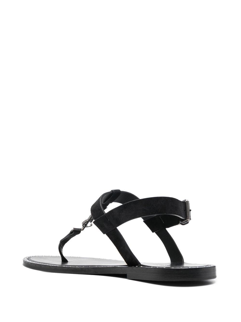 SAINT LAURENT Nero Leather Sandals for Men - FW23 - Supplier SKU: 7322291NZAA1000