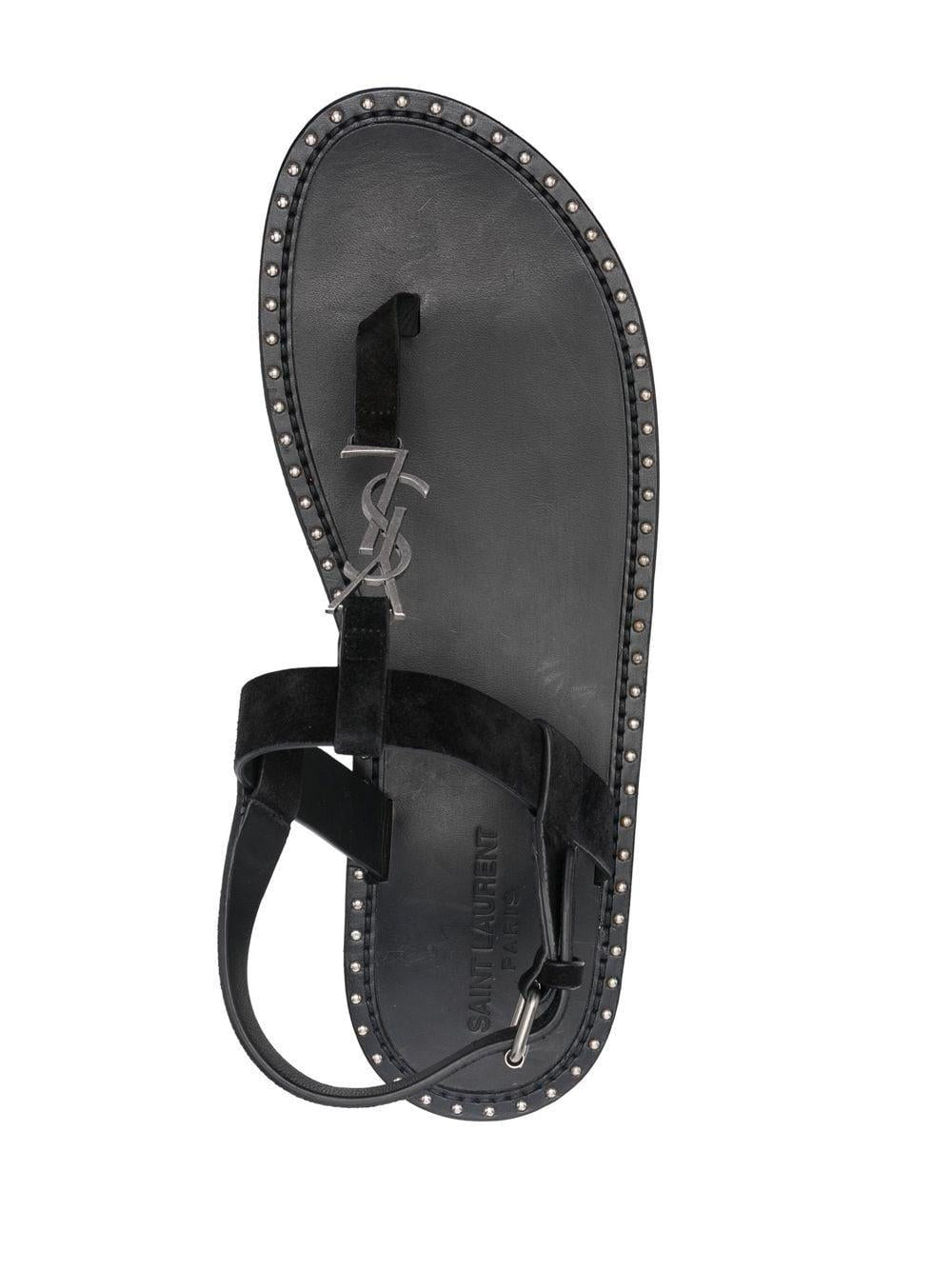 SAINT LAURENT Nero Leather Sandals for Men - FW23 - Supplier SKU: 7322291NZAA1000