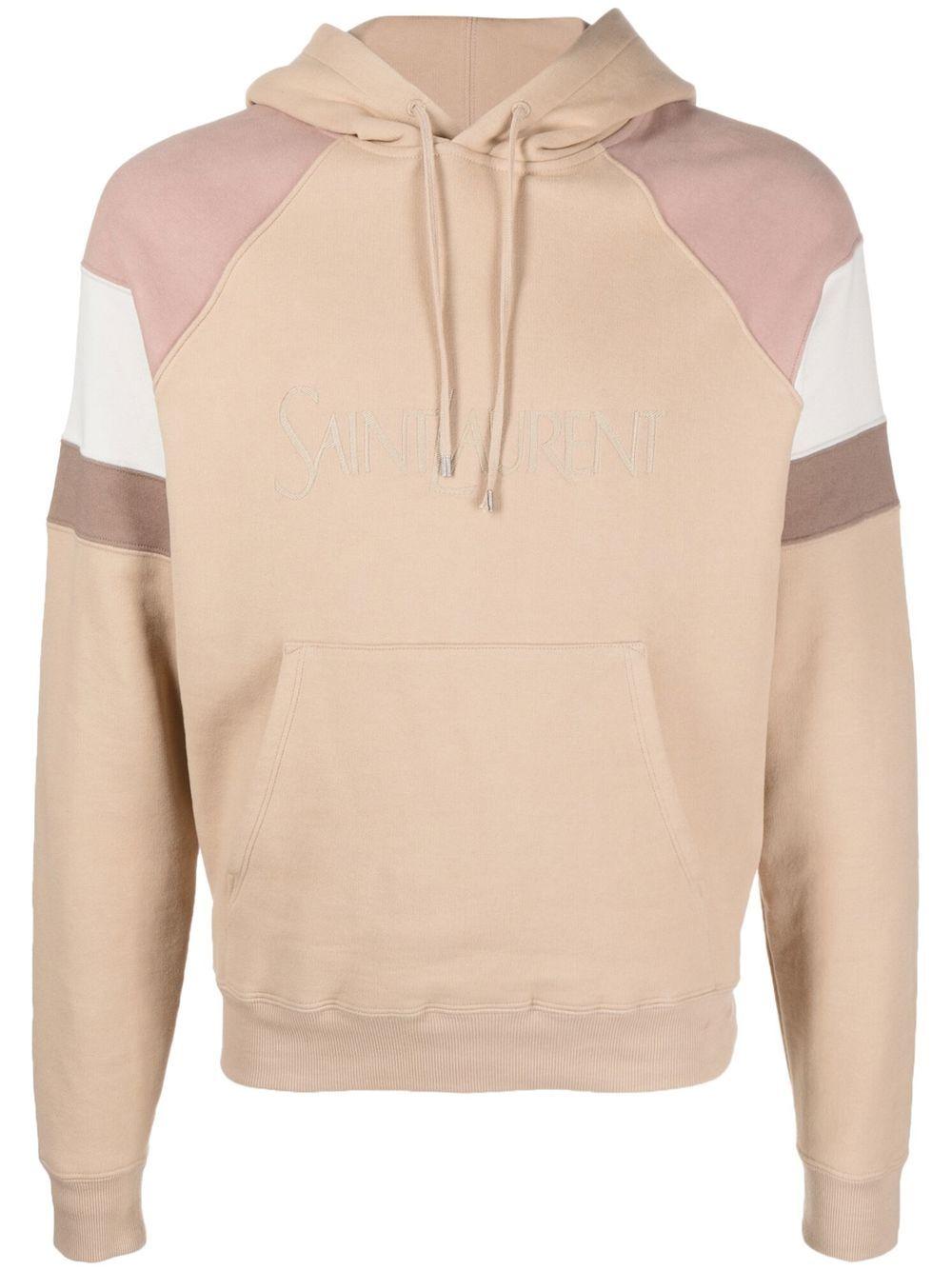 SAINT LAURENT Classic Cotton Hoodie for Men in Nude/Rose Givre/Dirt - FW23