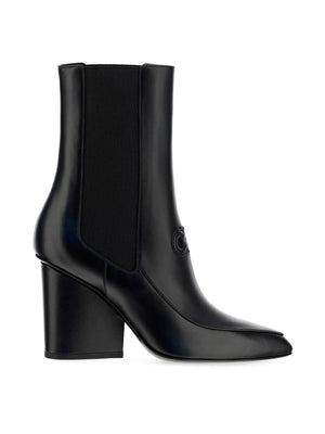 FERRAGAMO Gancini Hook Logo Ankle Boots - 8.5 cm Heel