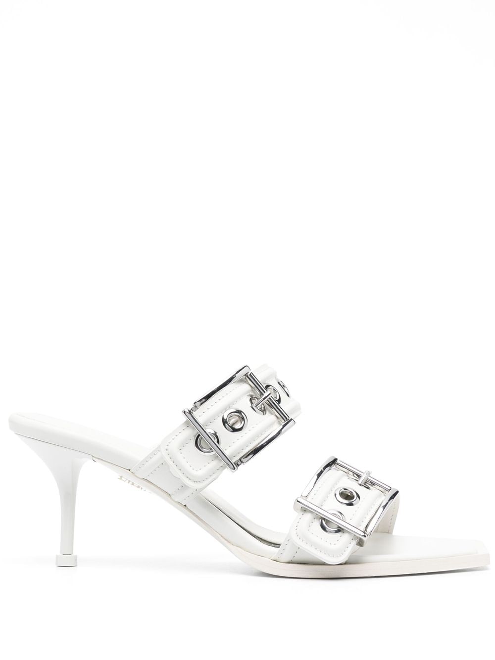 ALEXANDER MCQUEEN Edgy White Punk Buckle Leather Flats for Women - SS23