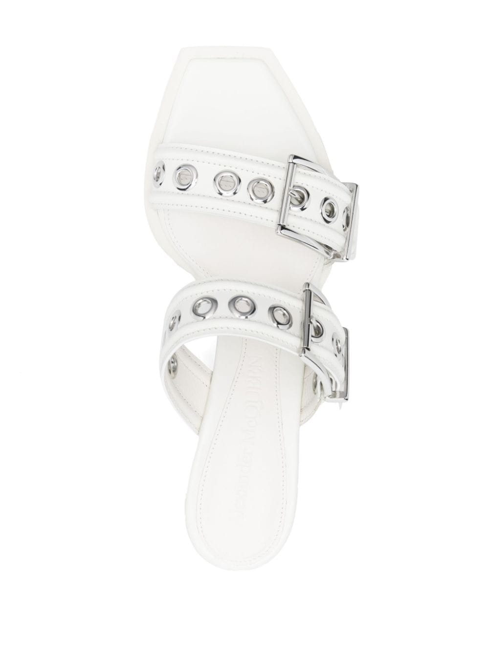 ALEXANDER MCQUEEN Edgy White Punk Buckle Leather Flats for Women - SS23