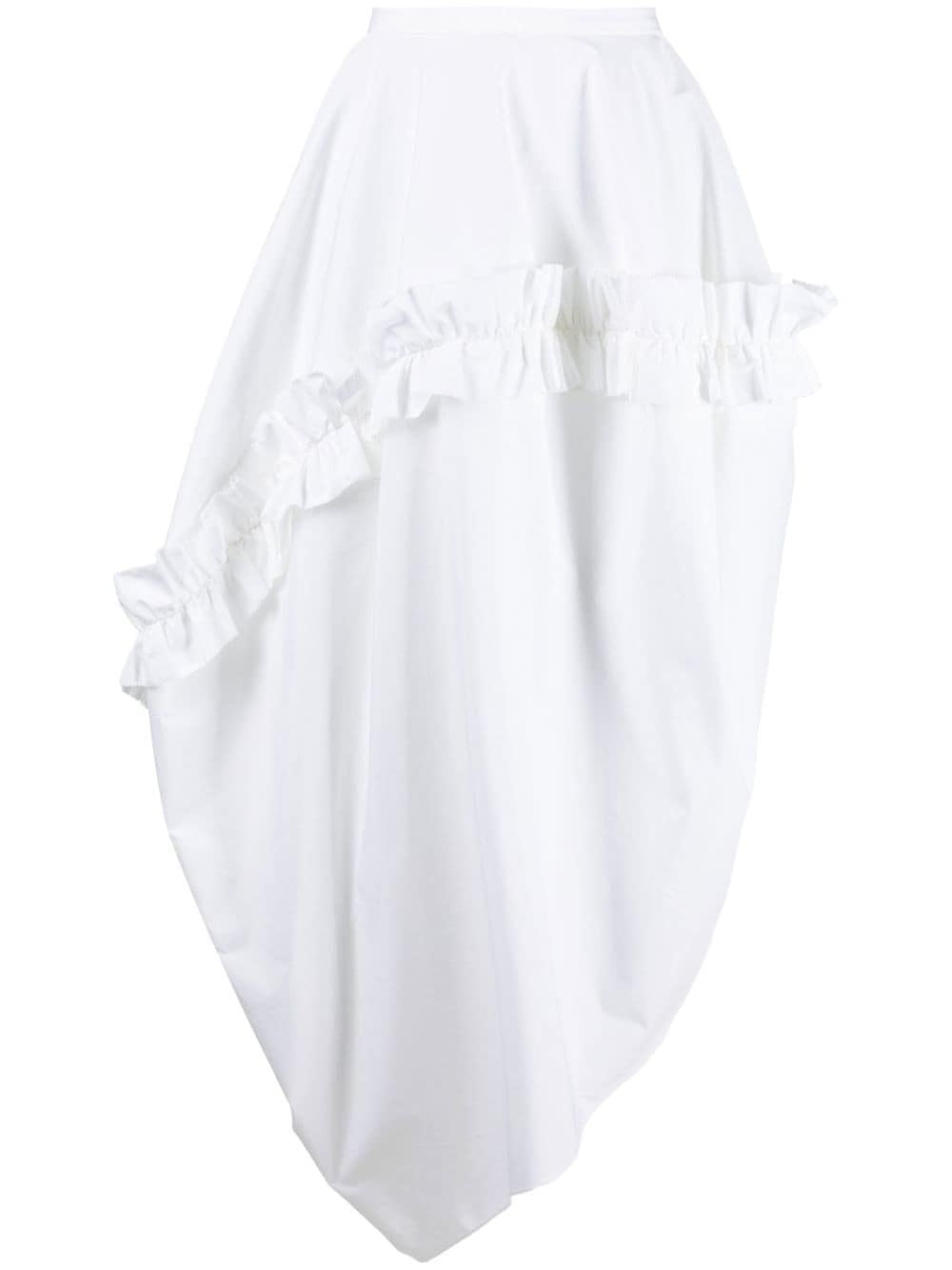 ALEXANDER MCQUEEN White Asymmetric Cotton Balloon Skirt for Women SS23