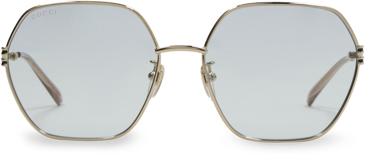 GUCCI Stylish Oversized Sunglasses for Women in Shiny Gold Metal - SS23 Collection