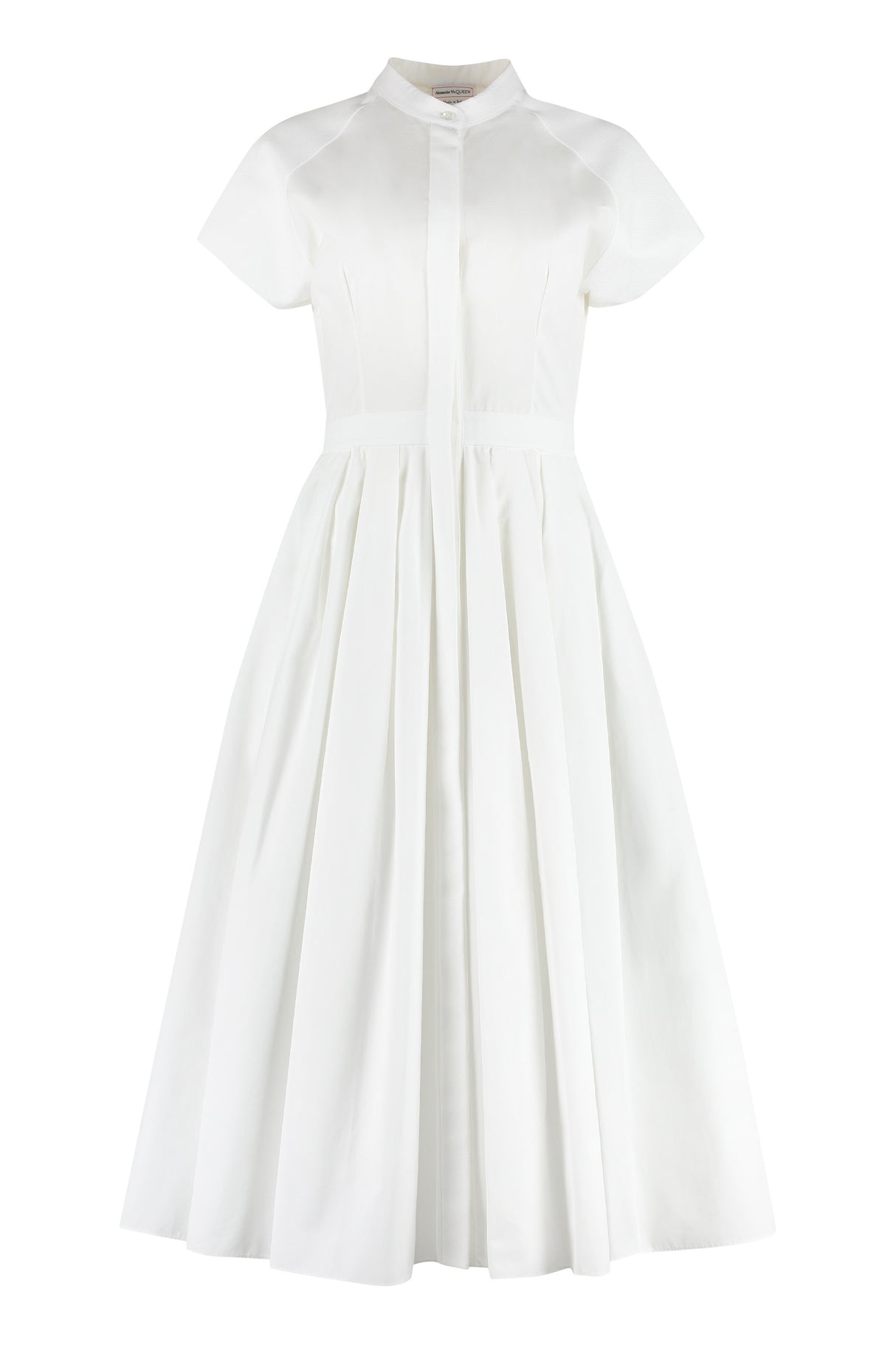 ALEXANDER MCQUEEN White Cotton Midi Dress for Women | SS23 Collection