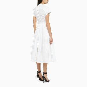 ALEXANDER MCQUEEN White Cotton Midi Dress for Women | SS23 Collection