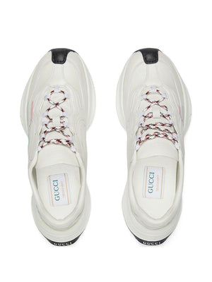 GUCCI Streamlined Fashion Essential: Women's White, Pink, and Green Leather Sneakers