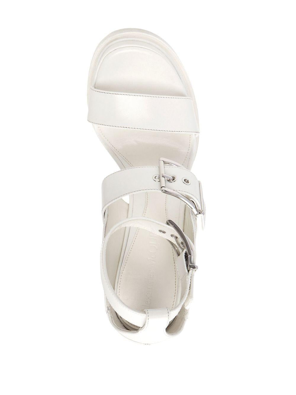 ALEXANDER MCQUEEN Ivory Leather Boxcar Sandals for Women - SS23 Collection