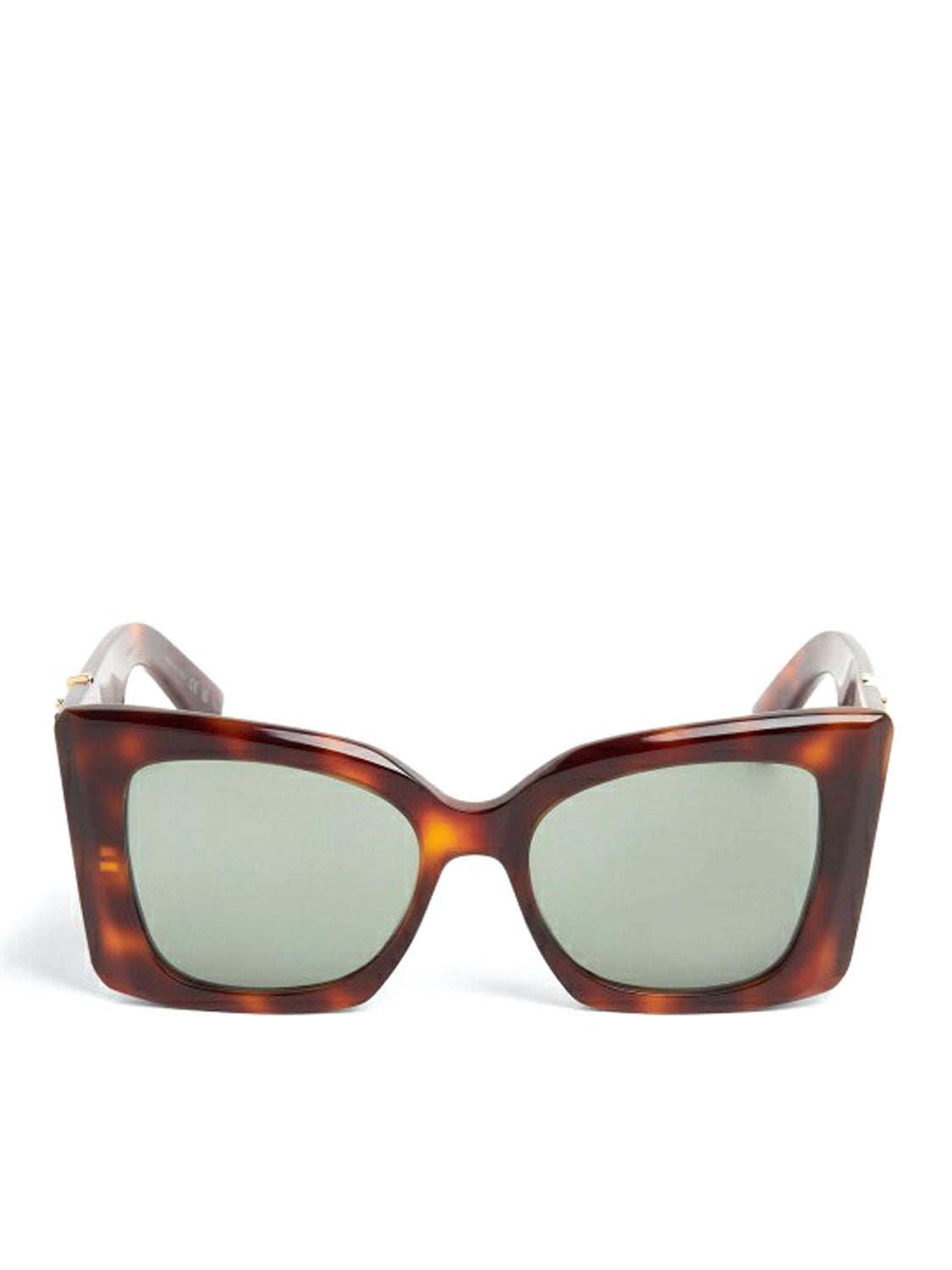 SAINT LAURENT Oversized Black Sunglasses with Green Lenses