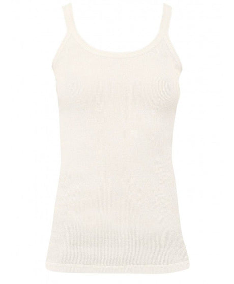 BOTTEGA VENETA Cream-Colored Ribbed Lightweight Cotton Sleeveless Top - Women's Size S