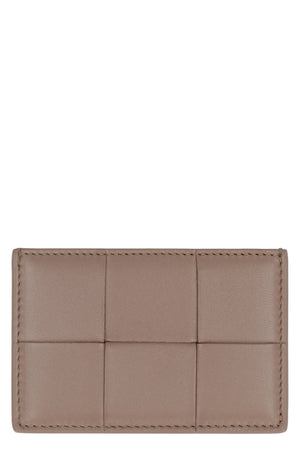 BOTTEGA VENETA Light Blue Leather Cardholder with Intreccio Motif - FW23 Collection