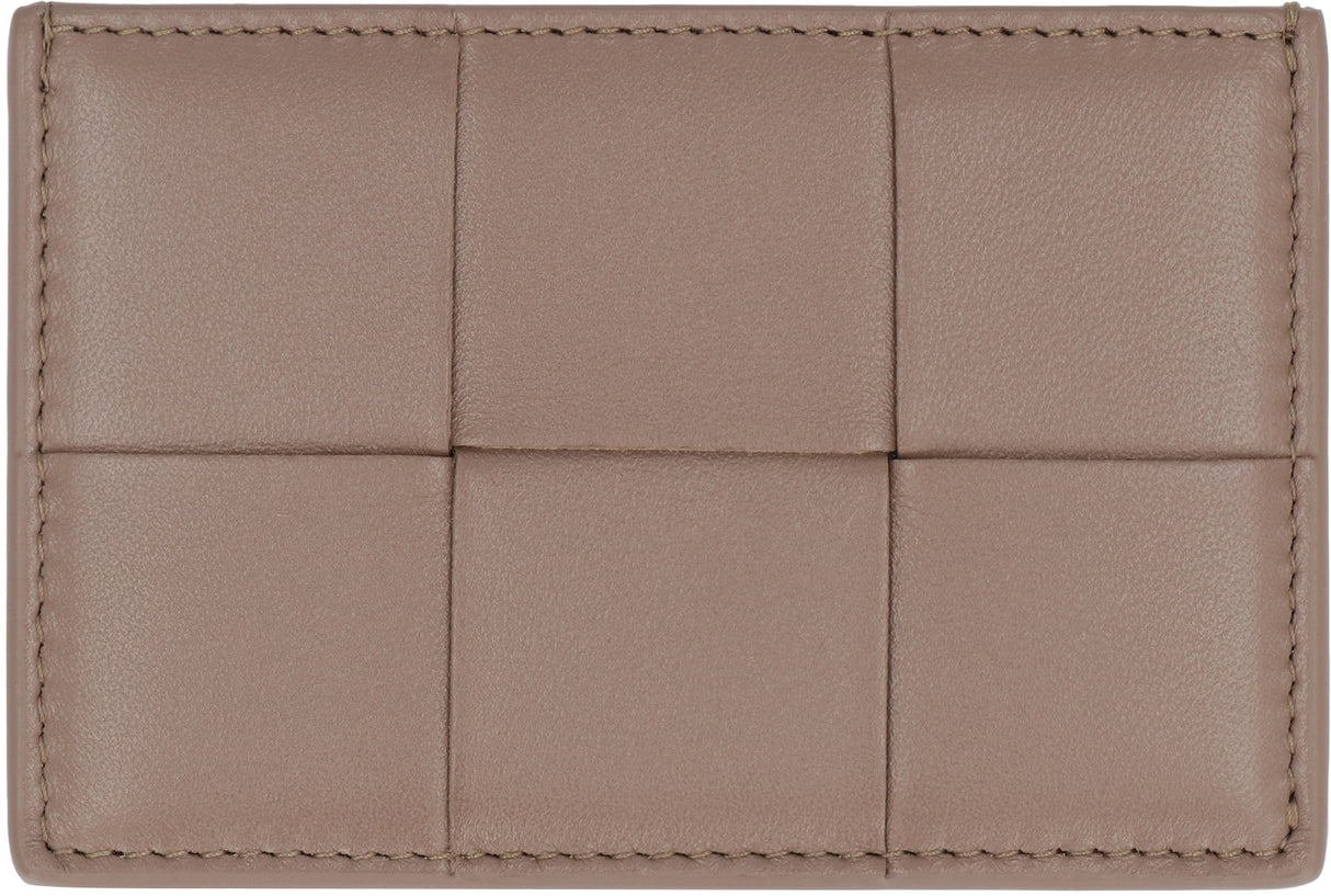 BOTTEGA VENETA Light Blue Leather Cardholder with Intreccio Motif - FW23 Collection