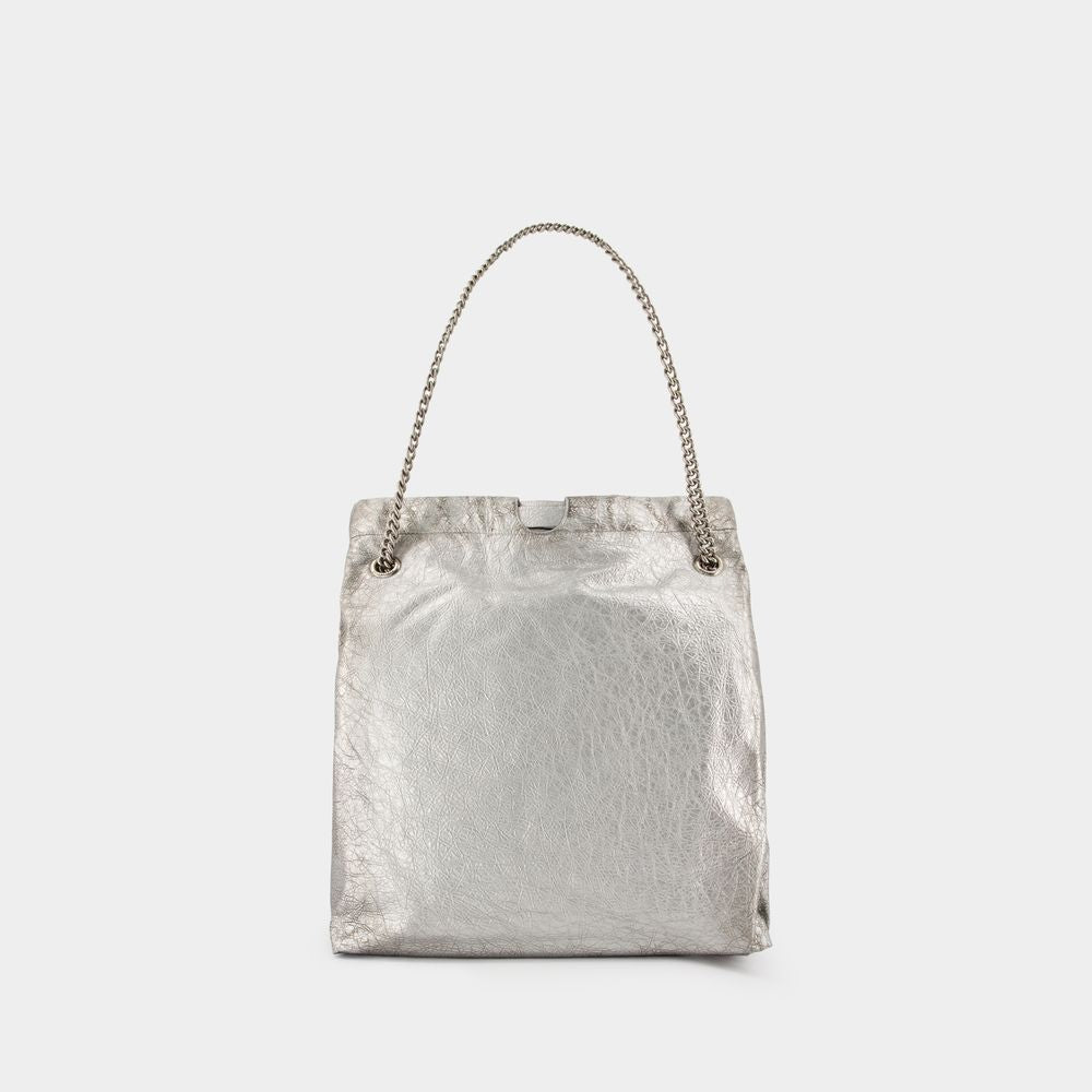 BALENCIAGA Crush Mini Silver Shoulder Tote