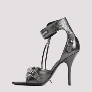 BALENCIAGA Grey Leather Cagole Sandals for Women - SS24 Collection