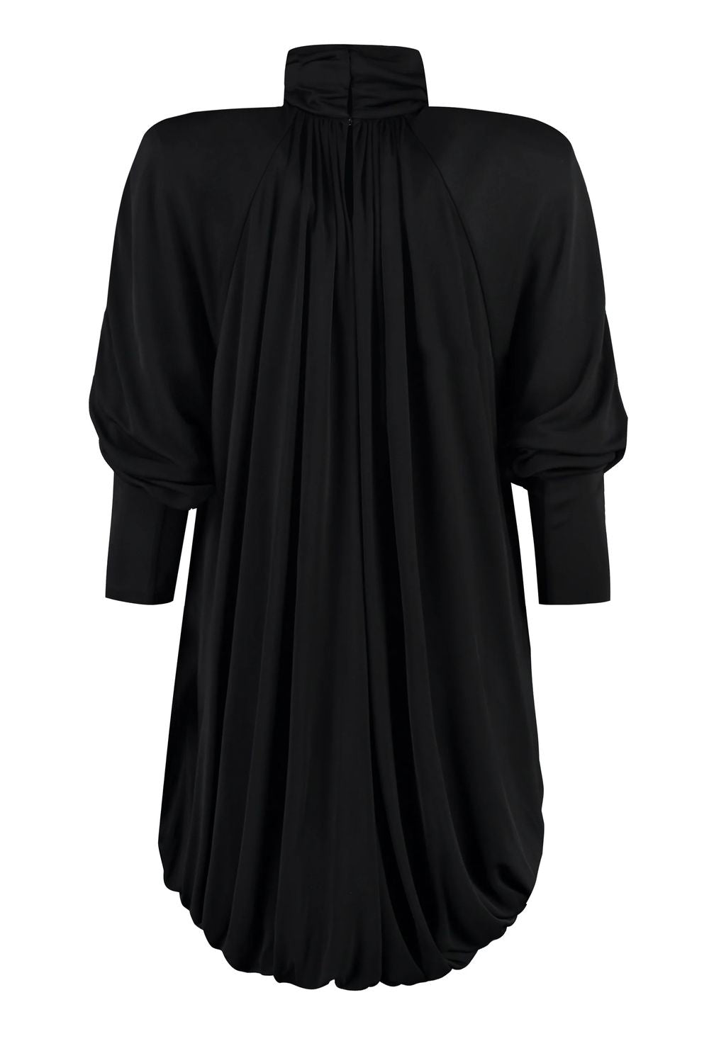 SAINT LAURENT Effortless and Chic: Black Draped T-Shirt Dress for Women - FW23