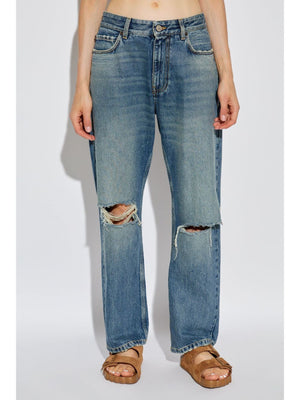 BALENCIAGA Distressed Wide-Leg Denim Jeans