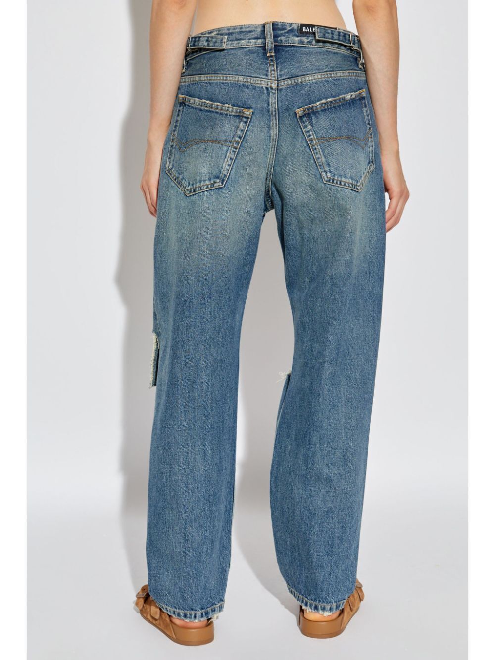 BALENCIAGA Distressed Wide-Leg Denim Jeans