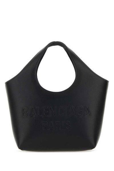 BALENCIAGA Black XS Leather Tote Handbag for Women - Smooth Calfskin, Embossed Logo, Silver-Tone Hardware