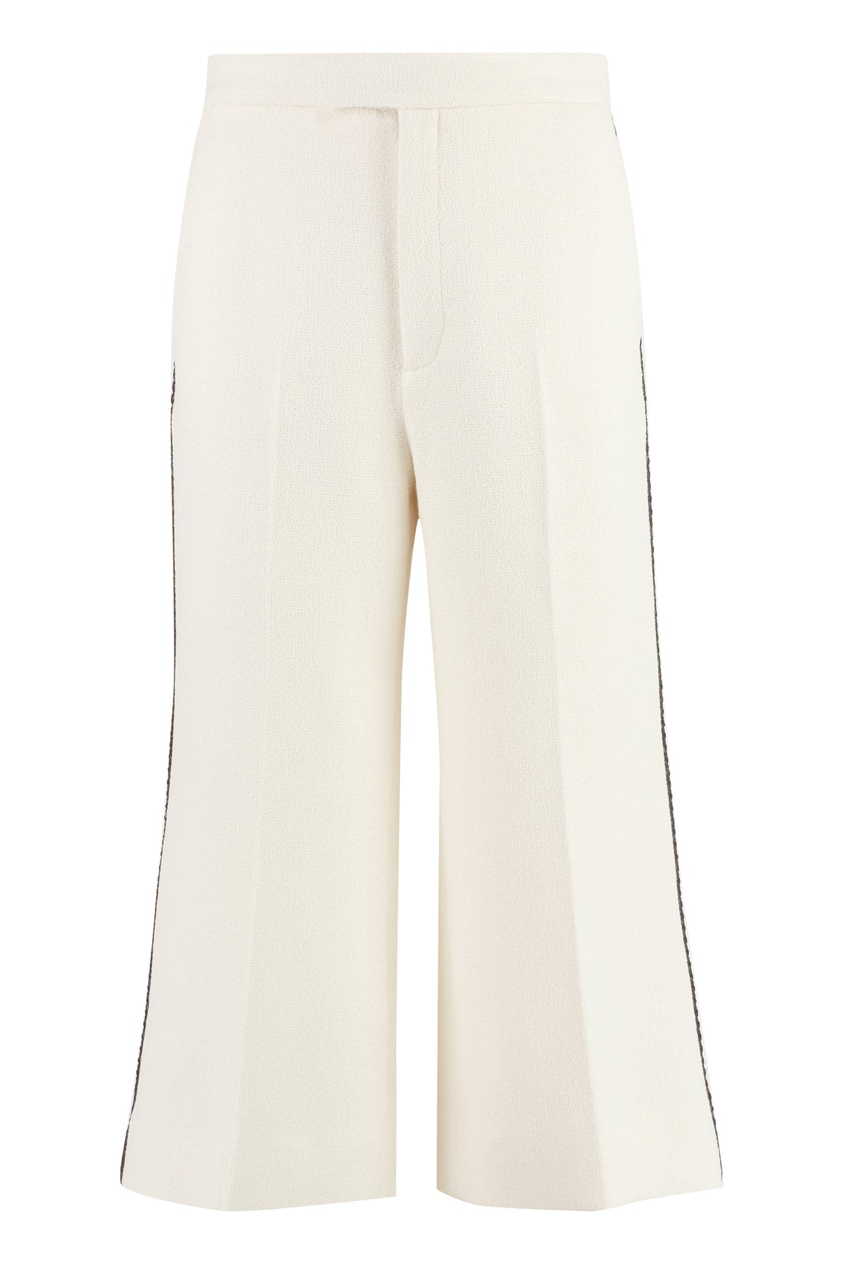 GUCCI Contrasting Trimmings Tweed Trousers for Women - White