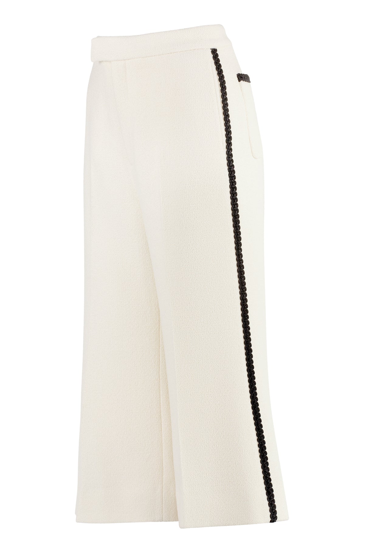 GUCCI Contrasting Trimmings Tweed Trousers for Women - White