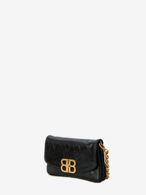 BALENCIAGA Mini Leather Flap Handbag with Adjustable Strap