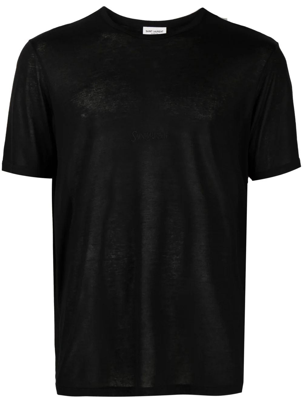 SAINT LAURENT Elegant Black Embroidered Crewneck Tee