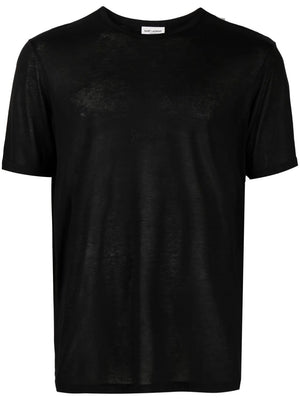 SAINT LAURENT Elegant Black Embroidered Crewneck Tee