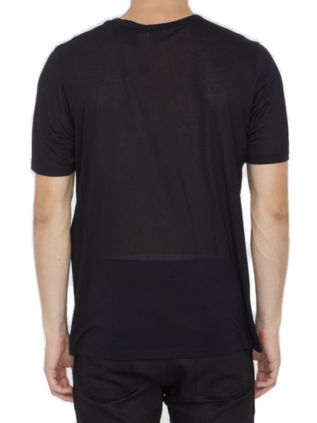 SAINT LAURENT Elegant Black Embroidered Crewneck Tee