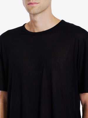 SAINT LAURENT Elegant Black Embroidered Crewneck Tee