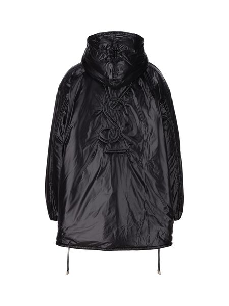 SAINT LAURENT Black Women's Nylon Windbreaker Jacket for FW23