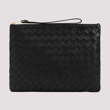 BOTTEGA VENETA Stylish Leather Flat Pouch Handbag for Women