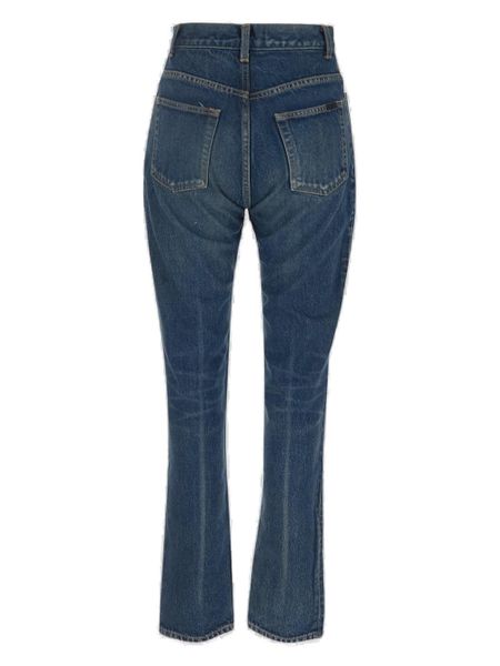 SAINT LAURENT Soft Cotton Tapered Jeans for Women - Light Blue