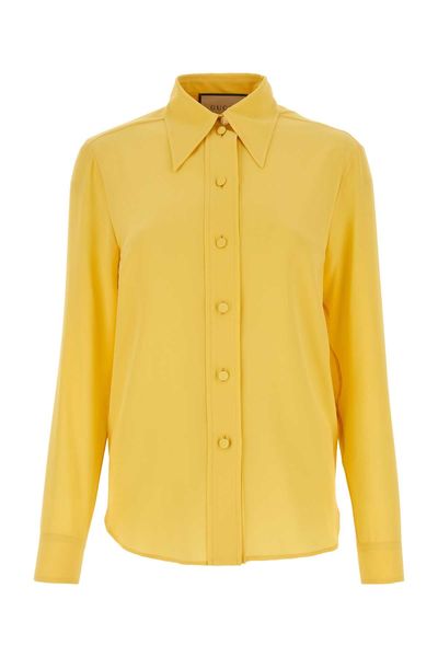 GUCCI Luxurious and Chic Crepe of China Silk Shirt in Bold Yellow