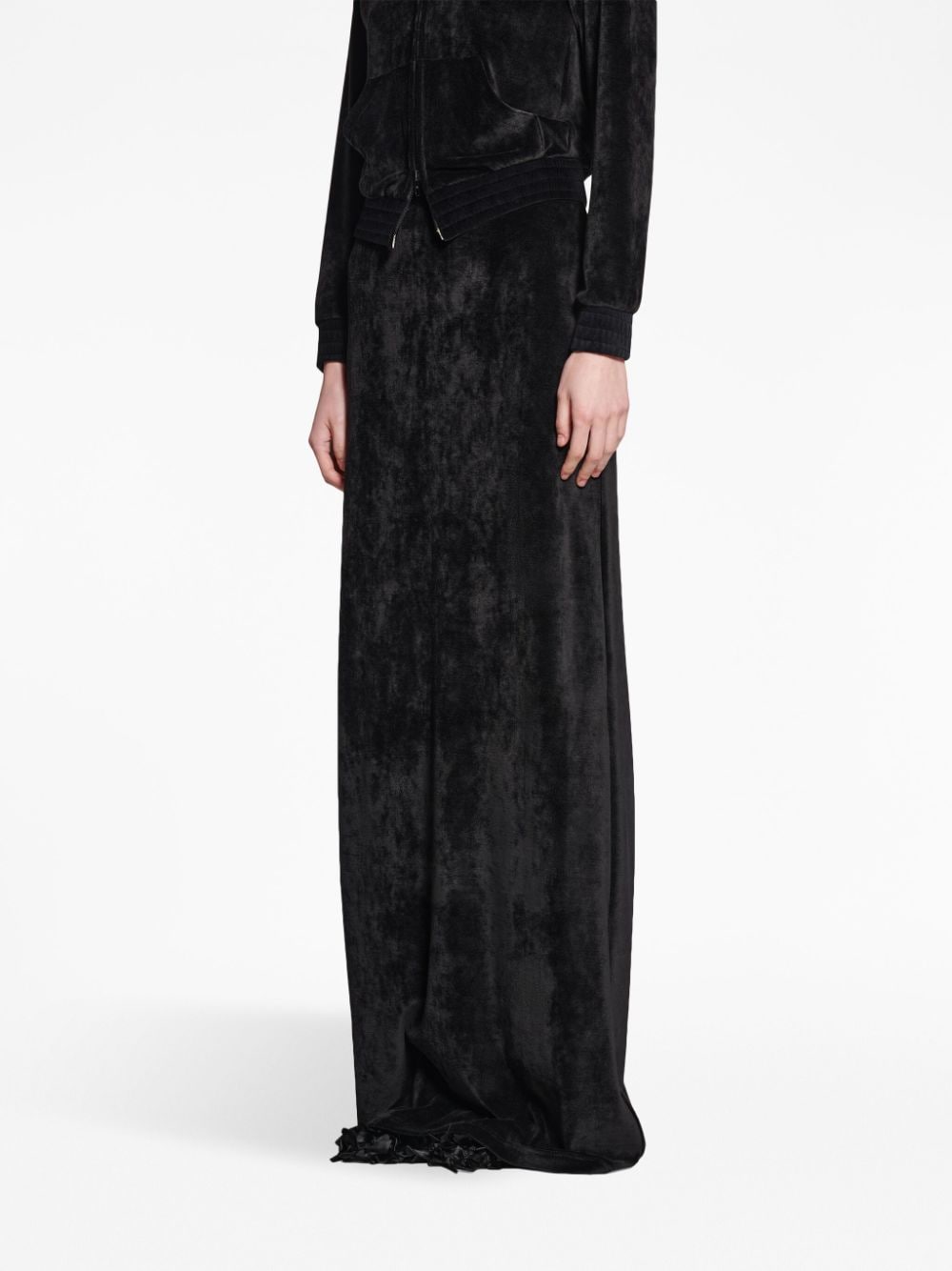 BALENCIAGA Black Velvet High-Waisted Maxi Skirt for Women