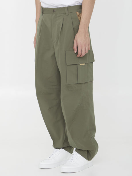 GUCCI Men's FW23 Cotton Cargo Trousers in Green