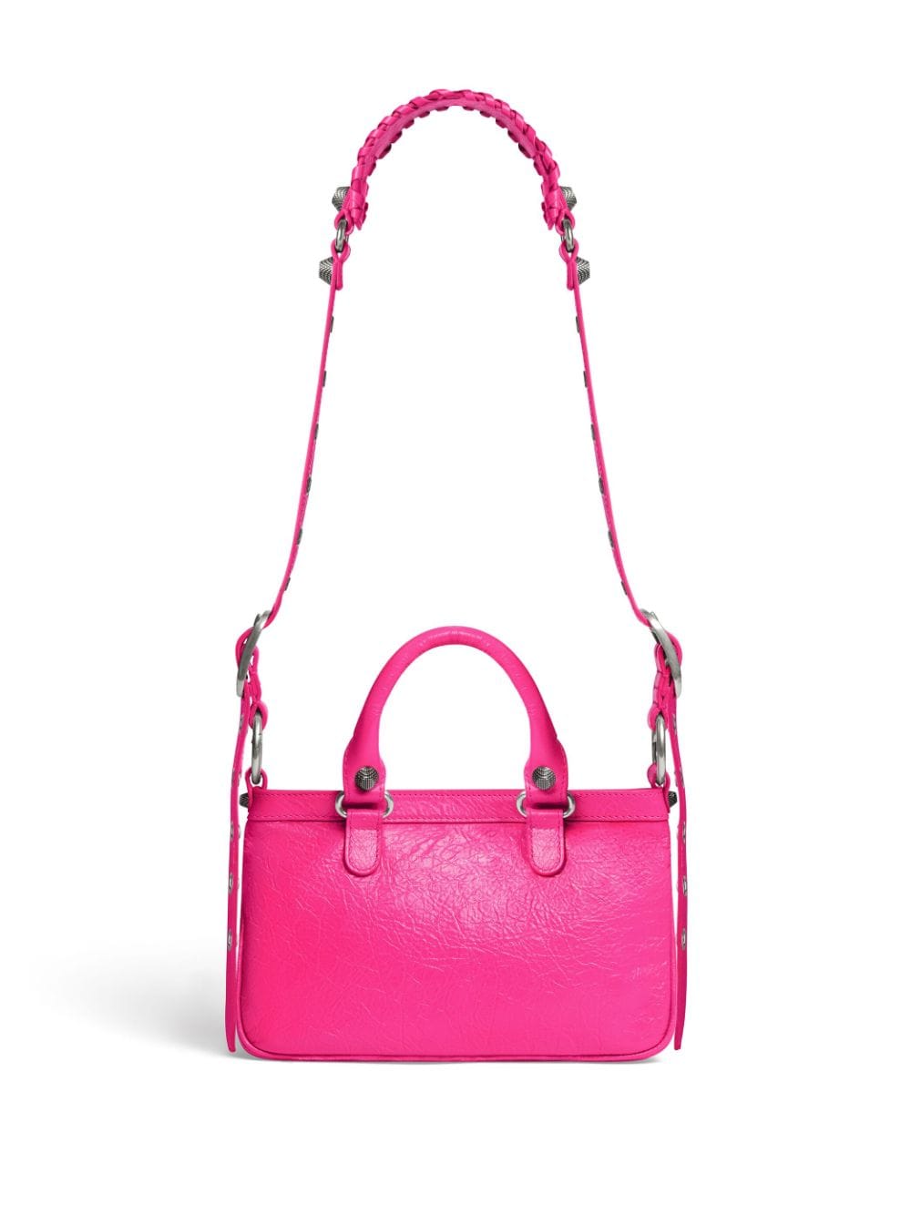 BALENCIAGA Fuchsia Pink Small Neo Cagole Lambskin Tote with Silver-Tone Details and Eco-Friendly Rating