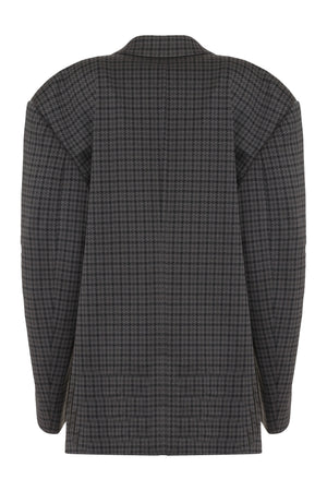 BALENCIAGA Women's Grey Houndstooth One Button Jacket