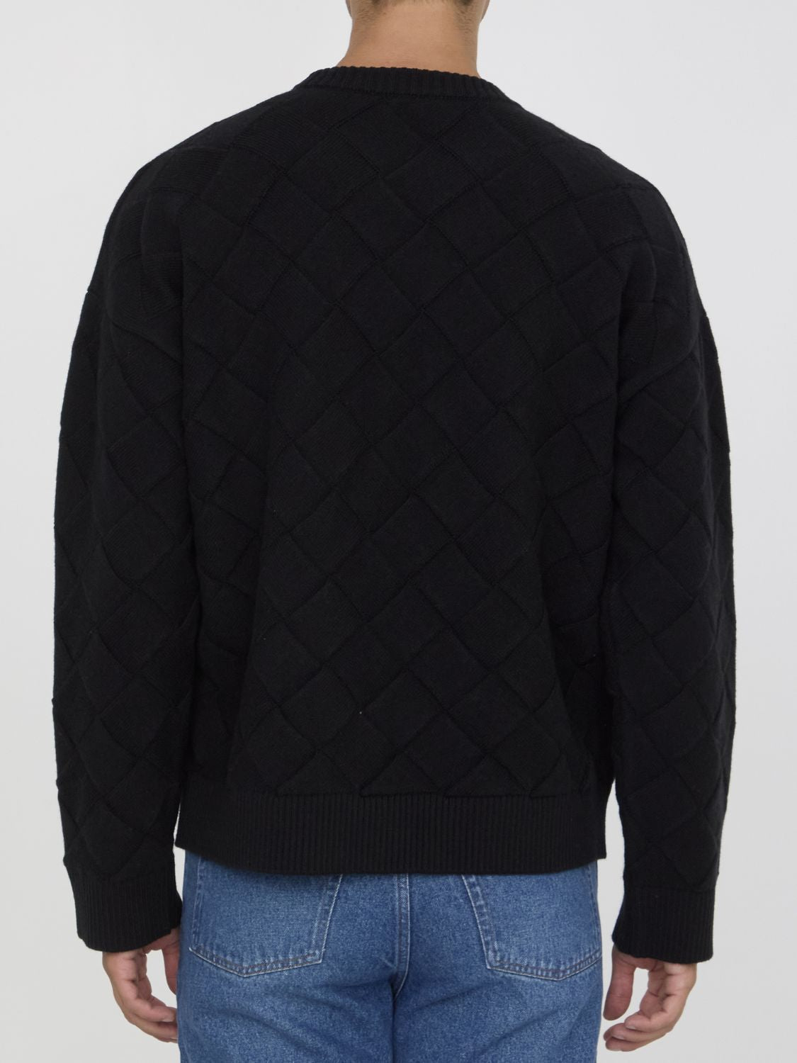 BOTTEGA VENETA Intrecciato Pattern Wool Blend Sweater - Regular Fit