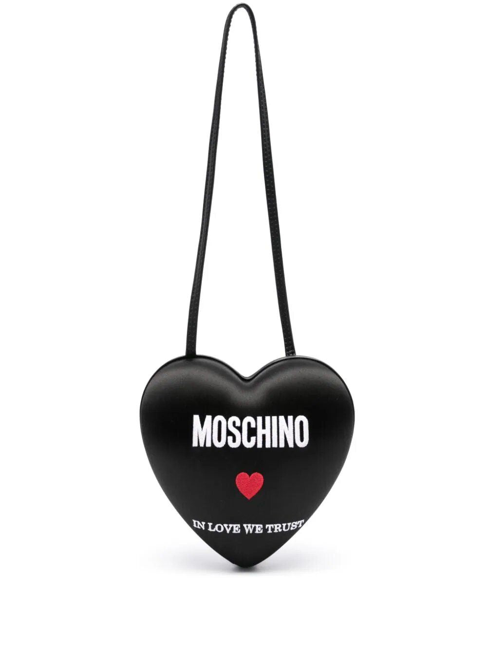 MOSCHINO COUTURE Luxurious Embroidered Leather Shoulder Handbag in Satin Black for Women