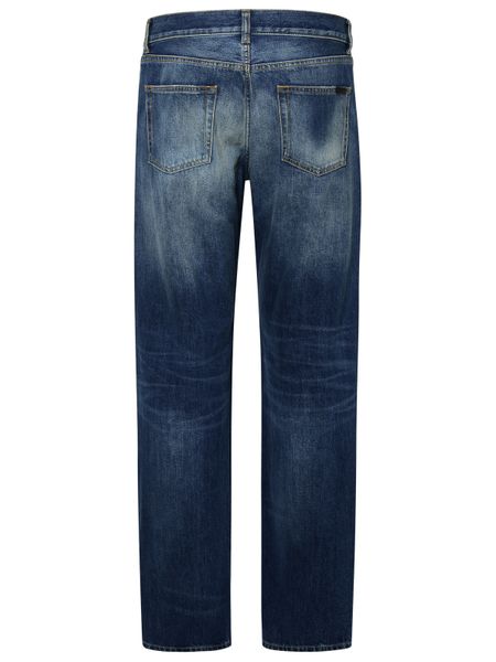 SAINT LAURENT Men's Blue Relaxed Straight Jeans for FW23