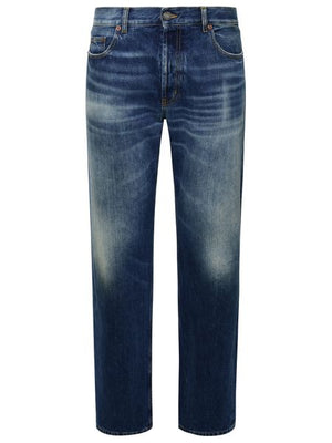 SAINT LAURENT Men's Blue Relaxed Straight Jeans for FW23