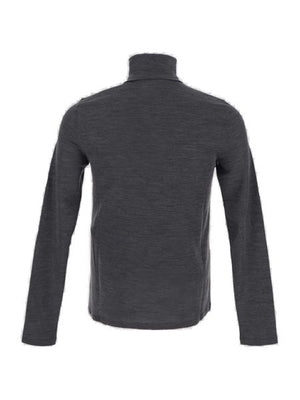 SAINT LAURENT Men's Semi-Sheer Turtleneck Sweater in Grey Wool Blend