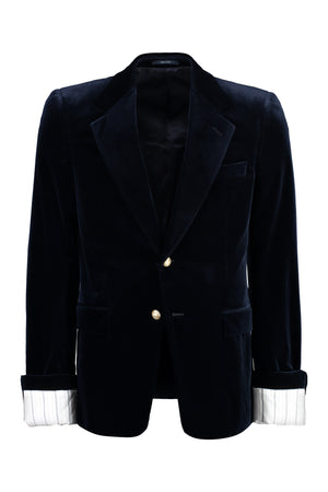 GUCCI Blue Single-Breasted Velvet Jacket for Men