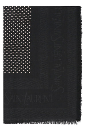 SAINT LAURENT Polka-Dot Wool and Silk Scarf for Women