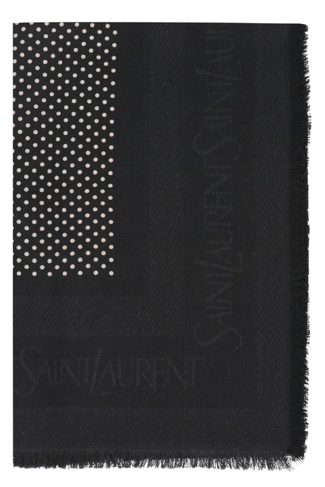 SAINT LAURENT Polka-Dot Wool and Silk Scarf for Women